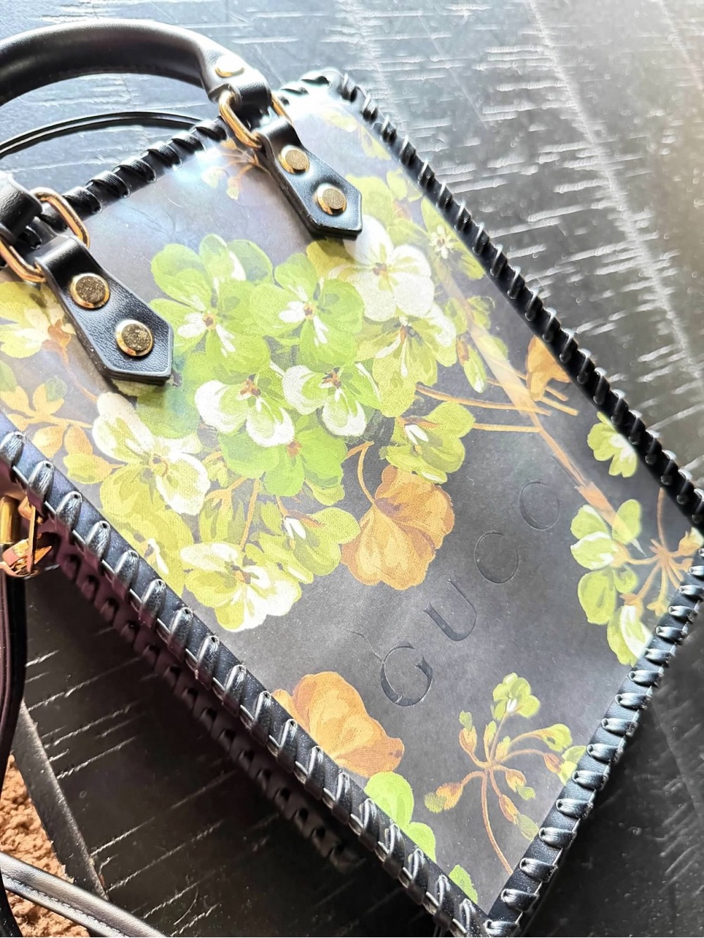 OOAK Upcycled Gucci Floral Handbag – Hand-Laced Crossbody Tote - Picture 12 of 12